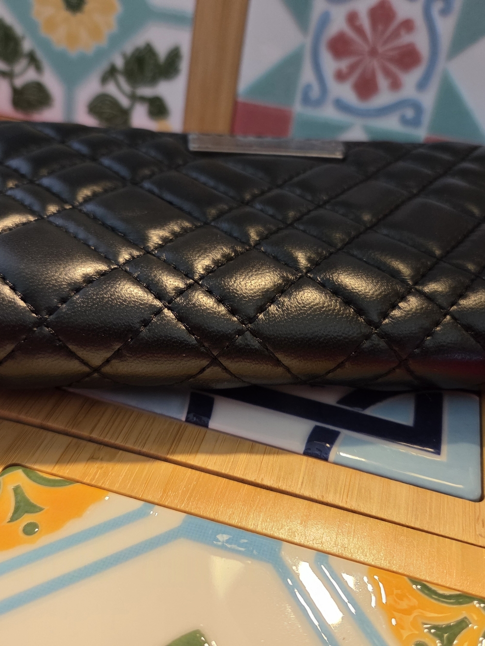 Kurt Geiger Quilted Black Plush Lambskin Leather Full Size Wallet NWT - Picture 5 of 15
